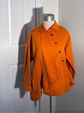 Xiao Women's Orange Asymmetric Button Trench Coat